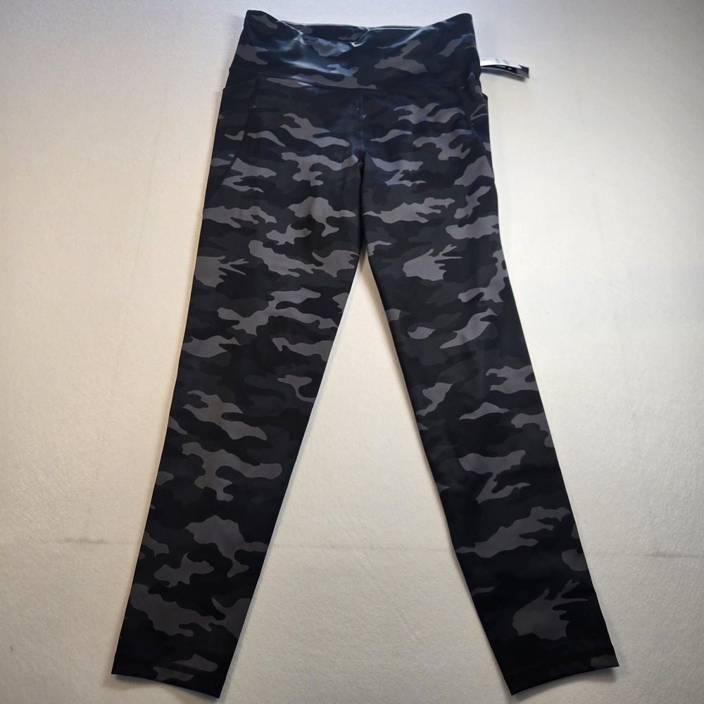 Ideology Leggings Women M Gray Camo New Pockets High Waist Activewear Tights